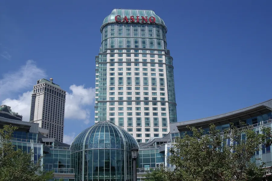 Fallsview Casino Resort tower and glass dome by day
